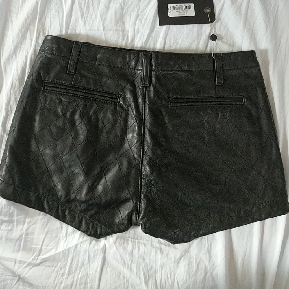 Rag & Bone Quilted Portabello Leather Shorts - Picture 3 of 5